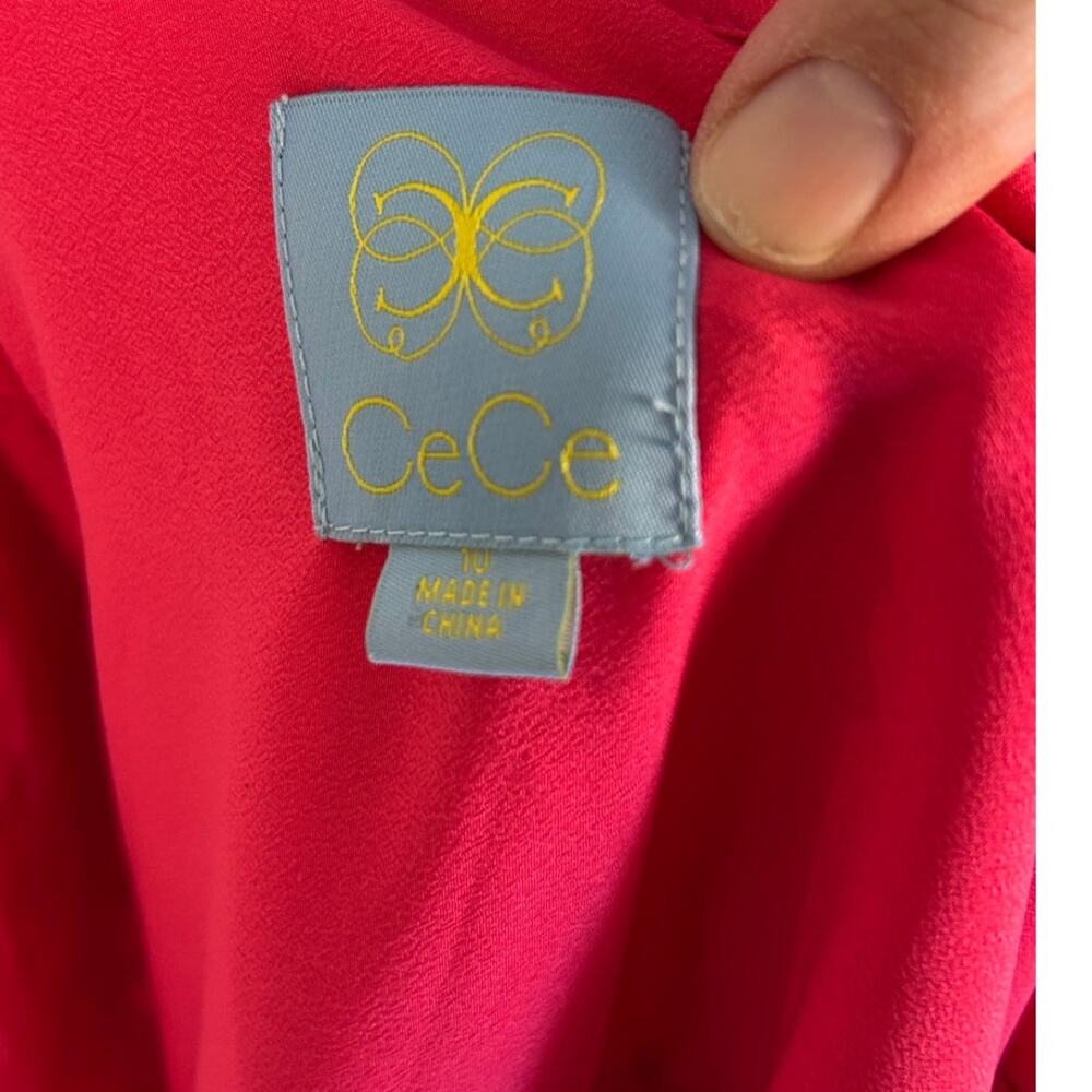 Cece Women's Sz 10 Bright Pink Lined Eyelet Sleeveless Sheath Shirt Dress #0327 - Picture 9 of 14